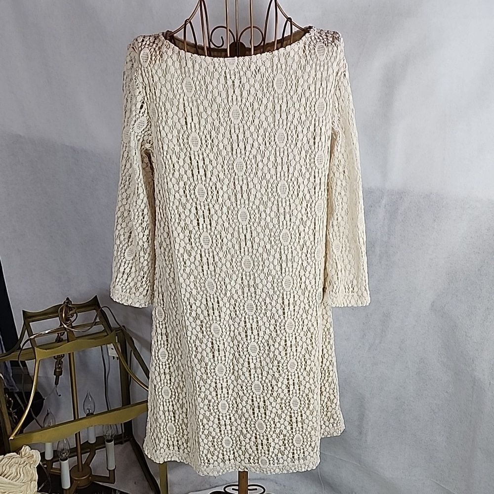 Lace Dress Cream Color Delicate Size 6 sharagno